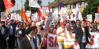 A section of the 10,000-strong  march in Ealing on September 15 to stop the closure of Ealing Hospital