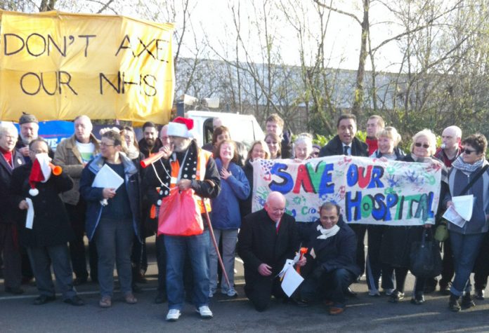 All over the country actions are being taken to stop the NHS from being shut down.  Picture shows demonstrators last Saturday in West London at the beginning of a convoy throughout the area against the closure of Ealing, Central Middlesex, Hammersmith and