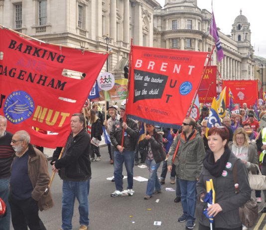 Teachers marching against Tory attacks on education