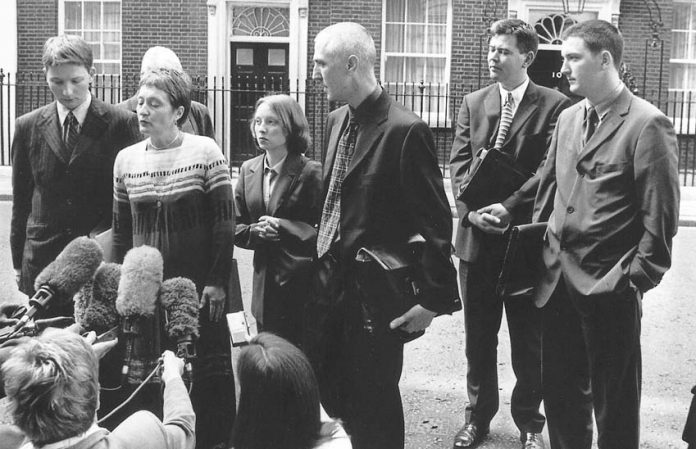 The Finucane family outside 10 Downing Street in 2000 when they saw Labour Prime Minister Blair and demanded a public enquiry into the murder of Pat Finucane