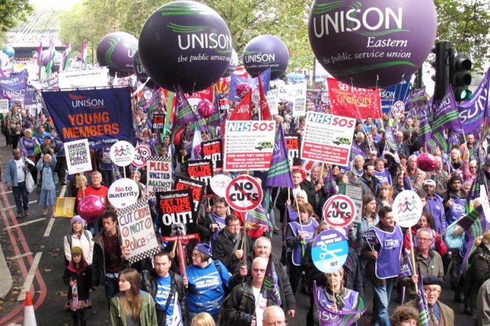A section of the huge TUC march on October 20 through London against the Coalition’s attacks