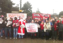 A strong and cheerful mass picket at Chase Farm Hospital on Christmas Eve morning – more than ready to occupy the hospital in the event of closure