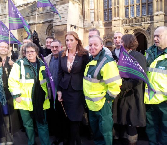 Manchester Ambulance workers lobbied parliament on December 10th against plans to privatise their service