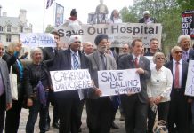Two MPs, Stephen Pound and Andy Slaughter, on a lobby to stop the closure of four key District General Hospitals in west London