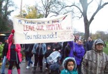 Banner with a vivid message on the powerful 20,000-strong march against the closure of Lewisham Hospital last November