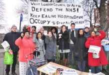 Enthusiastic support yesterday morning for the West London Council of Action picket to keep Ealing Hospital open