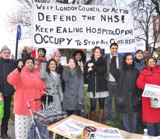 Enthusiastic support yesterday morning for the West London Council of Action picket to keep Ealing Hospital open