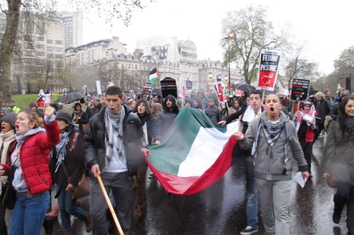 Youth in London marching last November to end the siege of Gaza
