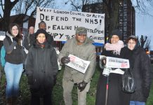West London Council of Action picket of Ealing Hospital early yesterday morning – they are determined to keep it open and defeat the policies of the Coalition