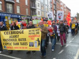 A section of the 100,000-strong demonstration in Dublin called by the Irish Congress of Trade Unions