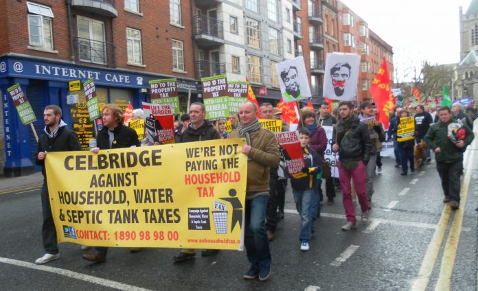A section of the 100,000-strong demonstration in Dublin called by the Irish Congress of Trade Unions