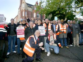 Pickets at the Hampstead Delivery Office during the last national strike in October 2010