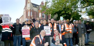 Pickets at the Hampstead Delivery Office during the last national strike in October 2010