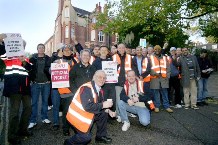 Pickets at the Hampstead Delivery Office during the last national strike in October 2010