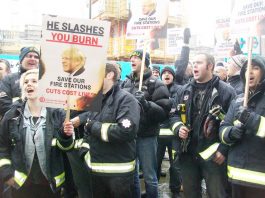 Tories Planning Police-Fire Service Merger London FBU lobby against slashing jobs and closing fire stations