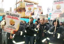 Firefighters lobbied the London Fire Authority showing their determination to defend the fire service against the most vicious attacks ever