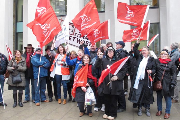 Unite representatives and supporters lobbied Agenda for Change talks at the Unison head office yesterday lunchtime