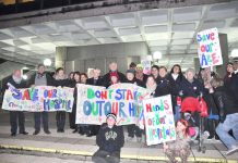 Campaigners fighting to stop the closure of Charing Cross and Hammersmith Hospitals at a lobby of the council last Wednesday