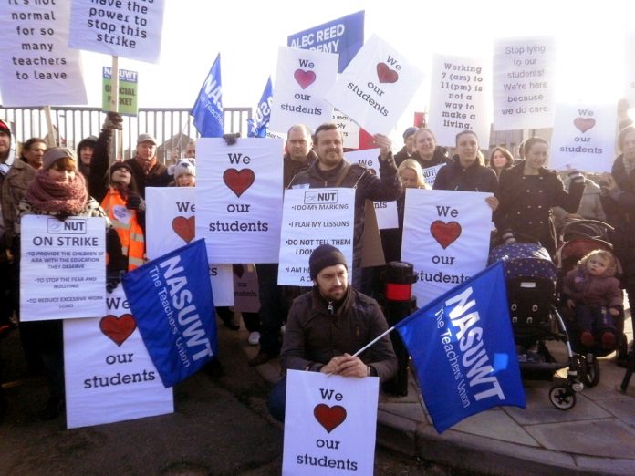Teachers on strike at Alec Reed Academy where standards have fallen since it became an academy