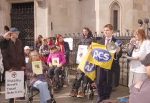 Campaigners against the scrapping of the Independent Living Fund lobby the High Court