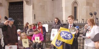 Campaigners against the scrapping of the Independent Living Fund lobby the High Court