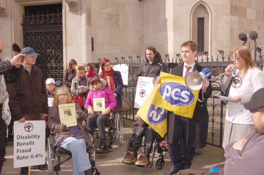 Campaigners against the scrapping of the Independent Living Fund lobby the High Court