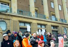 A section of Saturday’s Demonstration in Norwich against the ‘Bedroom Tax’ – see story page 3