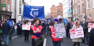 Teachers Union of Ireland delegation on the Dublin demonstration on February 9th