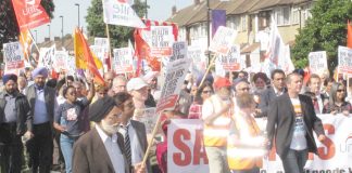 Nationwide, people are taking to the streets to defend their hospitals. Picture shows 10,000-strong march in Ealing last September