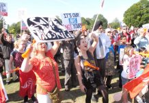 A section of the 10,000-strong demonstration against the closure of four west London hospitals last September. 30,000 marched against the closure of Stafford Hospital last Saturday