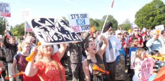 A section of the 10,000-strong demonstration against the closure of four west London hospitals last September. 30,000 marched against the closure of Stafford Hospital last Saturday