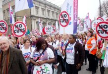 Nurses on the TUC demonstration against the coalition cuts in March 2011