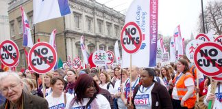 Nurses on the TUC demonstration against the coalition cuts in March 2011
