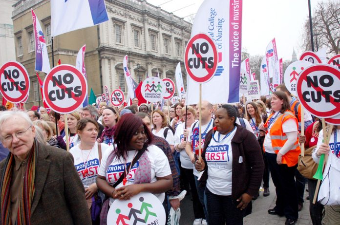 Nurses on the TUC demonstration against the coalition cuts in March 2011