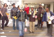 Young Socialists lobbying the TUC General Council yesterday morning demanding they call a general strike