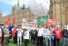 There were a number of lobbies of parliament on Wednesday demanding the end to attacks on the NHS and the Welfare State. Workers are demanding that the trade unions take action to rid the country of the coalition government. Photo credit: Beta Luciano