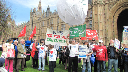 There were a number of lobbies of parliament on Wednesday demanding the end to attacks on the NHS and the Welfare State. Workers are demanding that the trade unions take action to rid the country of the coalition government. Photo credit: Beta Luciano