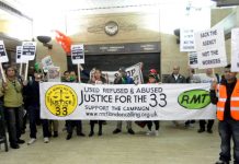 RMT members picket Transport for London demanding permanent employment