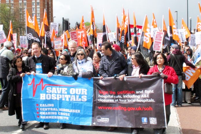 March in Ealing on April 26 against the closure of the Ealing, Charing Cross, Hammersmith and Central Middlesex hospitals