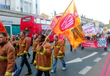 Hundreds march through Brixton on Thursday night to defend their fire station