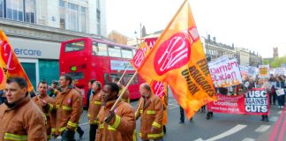 Hundreds march through Brixton on Thursday night to defend their fire station