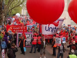 Unite banner at the head of the London NHS march last Saturday