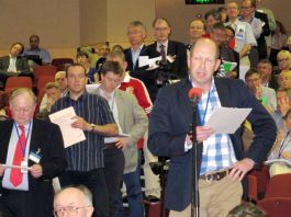 Doctors lining up to speak at the BMA Conference of Local Medical Committees