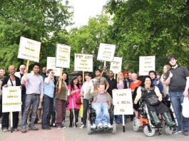 Getting ready for London’s biggest ever march against disability benefit cuts on May 11th 2011
