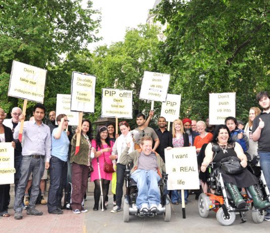 Getting ready for London’s biggest ever march against disability benefit cuts on May 11th 2011