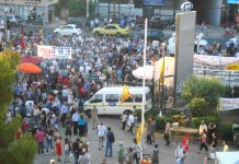 Celebrations outside the ERT station after the Greek High Court ordered the ending of the closure