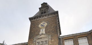 The clock tower at Chase Harm Hospital was occupied after the end of the march to the hospital on February 2nd