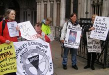 Angry anti-bedroom tax protesters outside Parliament on May 5