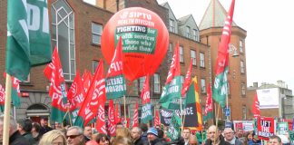 SIPTU members on the 100,000-strong February 9th Dublin demonstration against paying for the bankers’ crisis