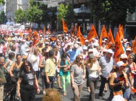 The very large state secondary teachers contingent at Tuesday’s general strike march